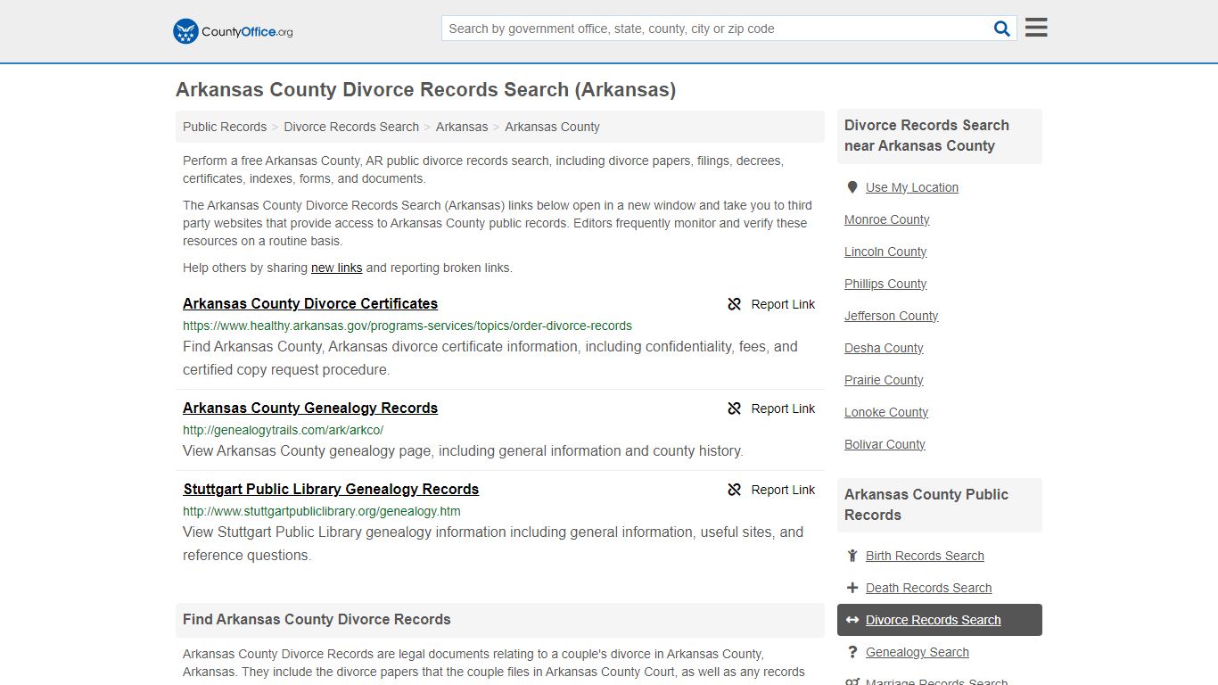 Divorce Records Search - Arkansas County, AR (Divorce Certificates ...